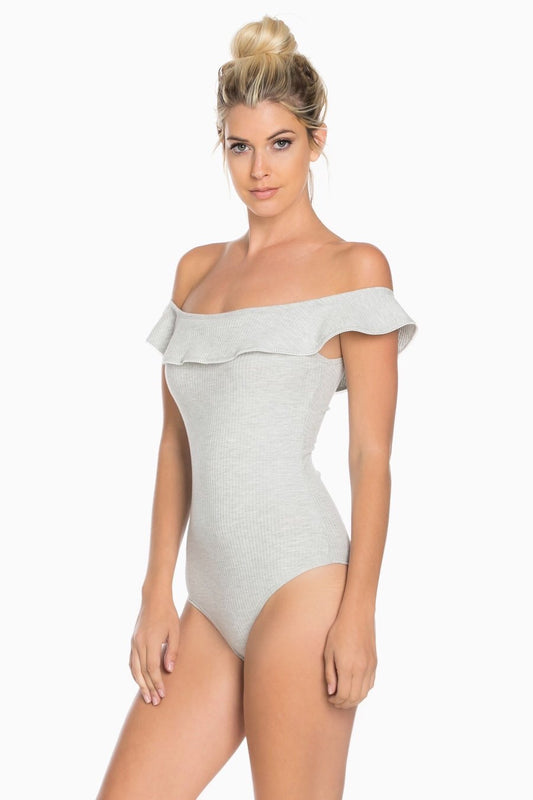 Bare Shoulder Bodysuit (Heather Grey)